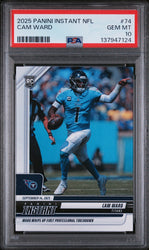 Graded 2025 Panini Instant NFL Cam Ward #74 Rookie RC Football Card PSA 10 Gem Mint