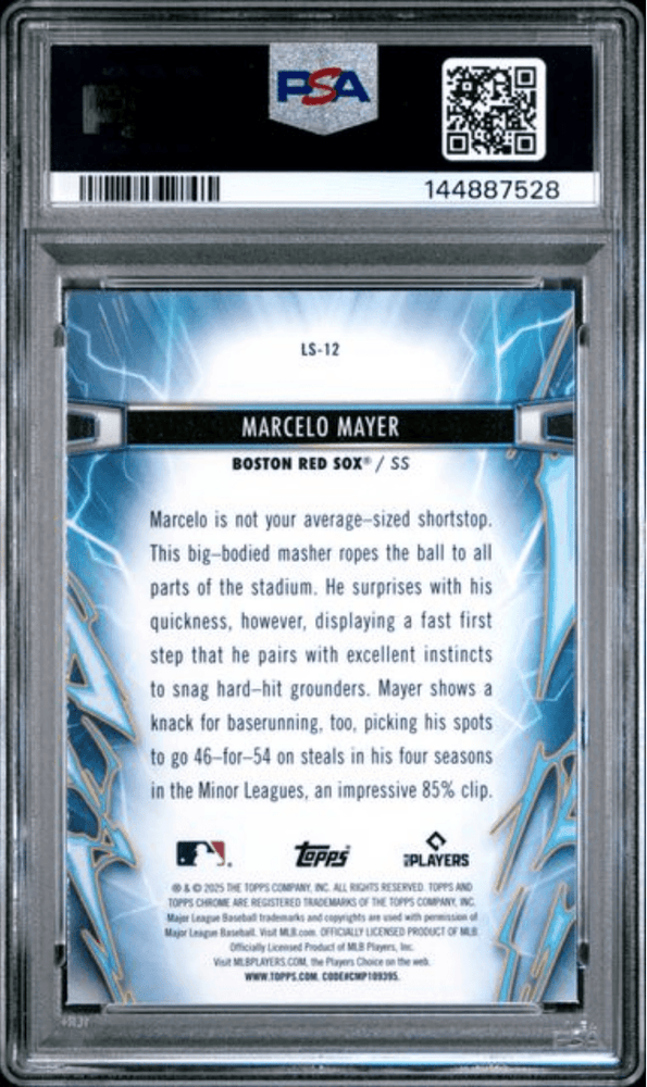 Graded 2025 Topps Cosmic Chrome Marcelo Mayer #12 Light Speed Rookie RC Baseball Card PSA 10 Gem Mint