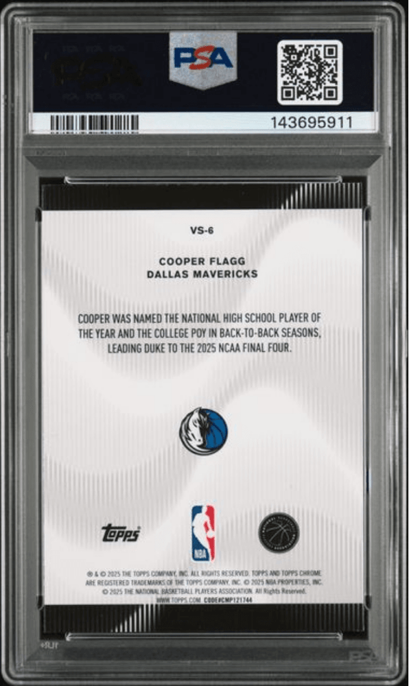 Graded 2025 Topps Chrome Cooper Flagg #VS6 Voices Rookie RC Basketball Card PSA 10 Gem Mint
