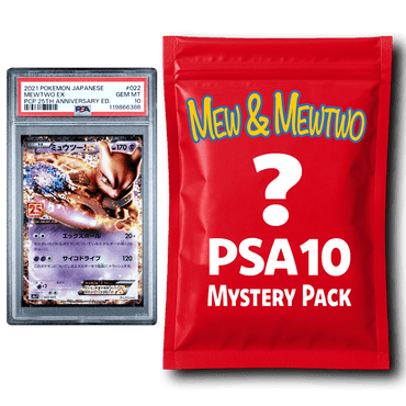 Mew or Mewtwo PSA 10 Graded PKM Card Mystery Pack Trading Card Game