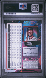 Graded 2024 Topps Cosmic Chrome Jackson Chourio #179 Rookie RC Baseball Card PSA 10 Gem Mint
