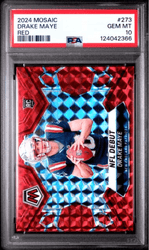 Graded 2024 Panini Mosaic Drake Maye #273 Red Rookie RC Football Card PSA 10 Gem Mint