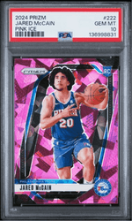 Graded 2024 Panini Prizm Jared McCain #222 Pink Ice Rookie RC Basketball Card PSA 10 Gem Mint