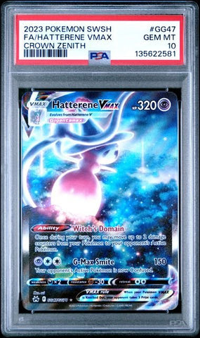 Graded 2023 PKM Sword And Shield Crown Zenith #GG47 Hatterene VMax Trading Card Game PSA 10 Gem Mint