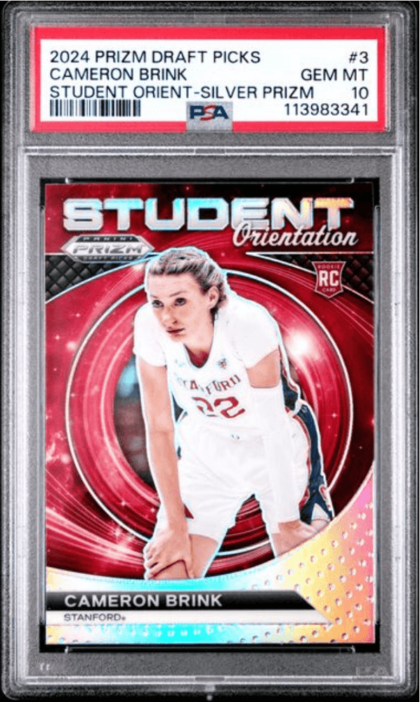 Graded 2024 Panini Prizm Draft Picks Cameron Brink #3 Student Orientation Silver Prizm Rookie RC Basketball Card PSA 10 Gem Mint