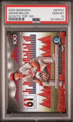 Graded 2024 Topps Bowman Aidan Miller #BTP61 Scouts Top 100 Rookie RC Baseball Card PSA 10 Gem Mint