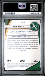 Graded 2024 Topps Bowmans Best Nick Kurtz #TP14 Top Prospects Aqua Lava /199 Rookie RC Baseball Card PSA 10 Gem Mint