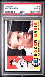 Graded 1960 Topps Roger Maris #377 Baseball Card PSA 4 VG-EX