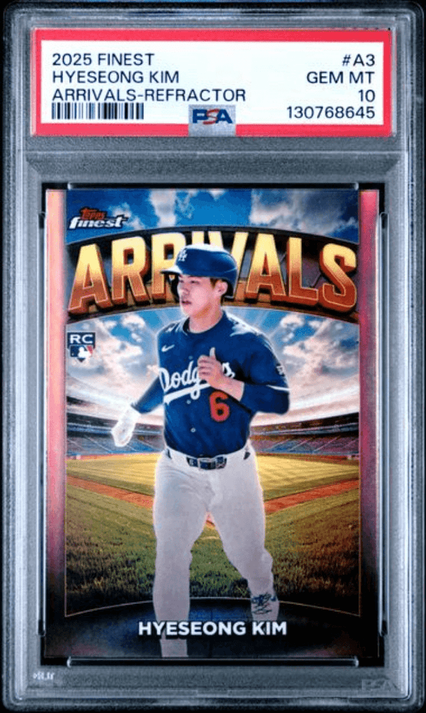 Graded 2025 Topps Finest Hyeseong Kim #A3 Arrivals Refractor Rookie RC Baseball Card PSA 10 Gem Mint