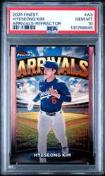 Graded 2025 Topps Finest Hyeseong Kim #A3 Arrivals Refractor Rookie RC Baseball Card PSA 10 Gem Mint