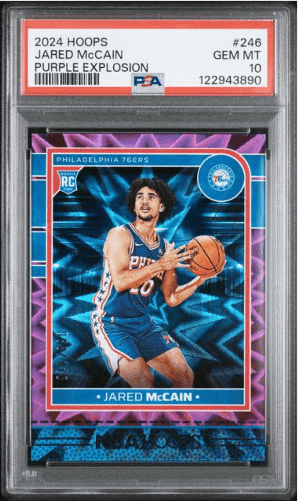 Graded 2024 Panini Hoops Jared McCain #246 Purple Explosion /110 Rookie RC Basketball Card PSA 10 Gem Mint