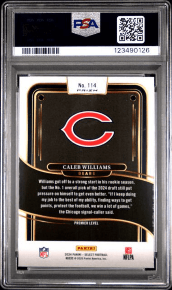 Graded 2024 Panini Select Caleb Williams #114 Silver Prizm Rookie RC Football Card PSA 10 Gem Mint