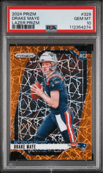Graded 2024 Panini Prizm Drake Maye #329 Lazer Prizm Rookie RC Football Card PSA 10 Gem Mint