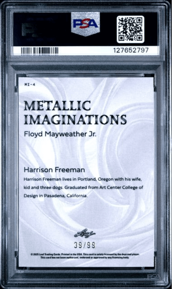 Graded 2025 Leaf Floyd Mayweather Jr #MI4 Metallic Imaginations Series 2 Gold /99 Boxing Card PSA 10 Gem Mint