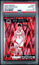 Graded 2024 Panini Mosaic Reed Sheppard #252 Red Seismic /299 Rookie RC Basketball Card PSA 10 Gem Mint