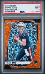 Graded 2024 Panini Prizm Drake Maye #329 Disco Prizm Rookie RC Football Card PSA 9 Mint