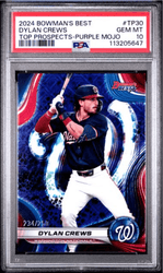 Graded 2024 Topps Bowmans Best Dylan Crews #TP30 Top Prospects Purple Mojo /250 Rookie RC Baseball Card PSA 10 Gem Mint
