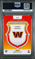 Graded 2024 Panini Select Jayden Daniels #2 Select Certified Rookie RC Football Card PSA 10 Gem Mint