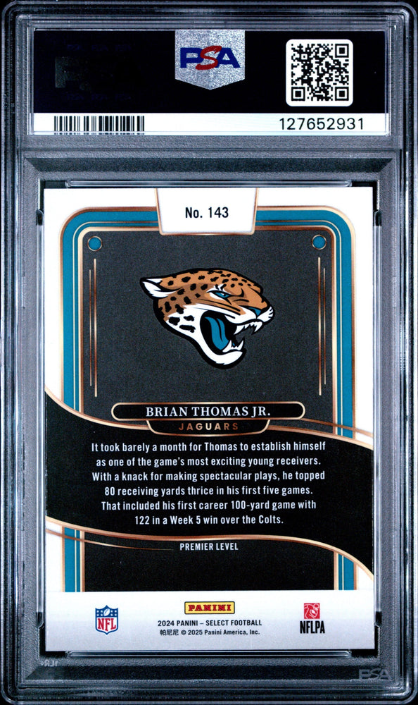 Graded 2024 Panini Select Brian Thomas Jr. #143 Rookie RC Football Card PSA 9 Mint