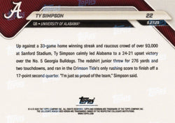 2025 Topps Bowman U Now Ty Simpson #22 Gold Foil /50 Alabama Crimson Tide Rookie RC Football Card