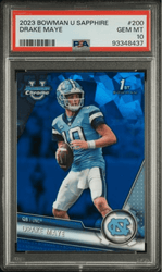 Graded 2023 Topps Bowman U Sapphire Drake Maye #200 Rookie RC Football Card PSA 10 Gem Mint