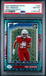 Graded 2024 Panini Donruss Optic Trey Benson #293 Green Velocity Rookie RC Football Card PSA 10 Gem Mint