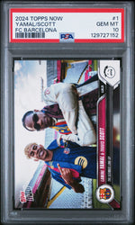 Graded 2024 Topps Now Lamine Yamal/Travis Scott #1 FC Barcelona Soccer Card PSA 10 Gem Mint