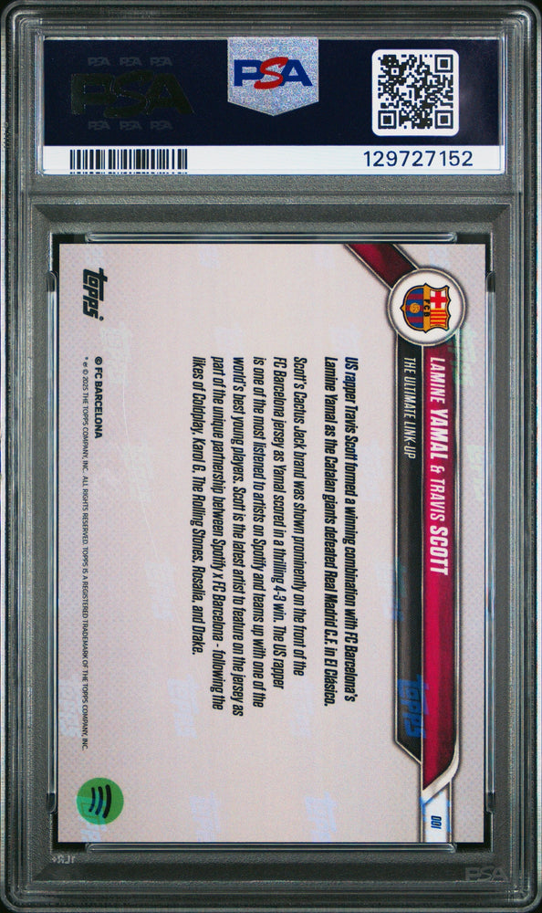 Graded 2024 Topps Now Lamine Yamal/Travis Scott #1 FC Barcelona Soccer Card PSA 10 Gem Mint
