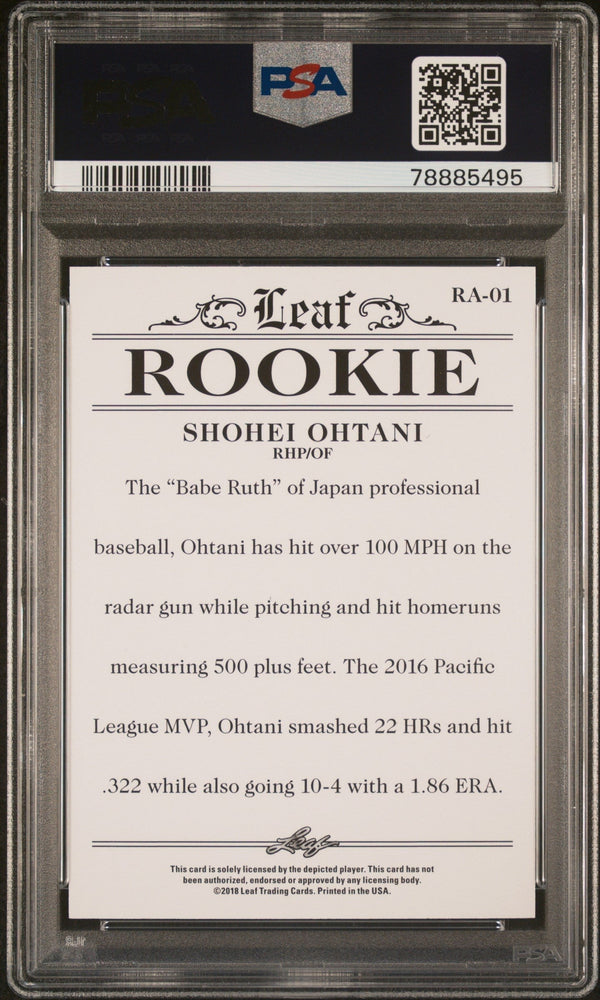 Graded 2018 Leaf Rookie Shohei Ohtani #RA01 Achievement Rookie RC Baseball Card PSA 10 Gem Mint