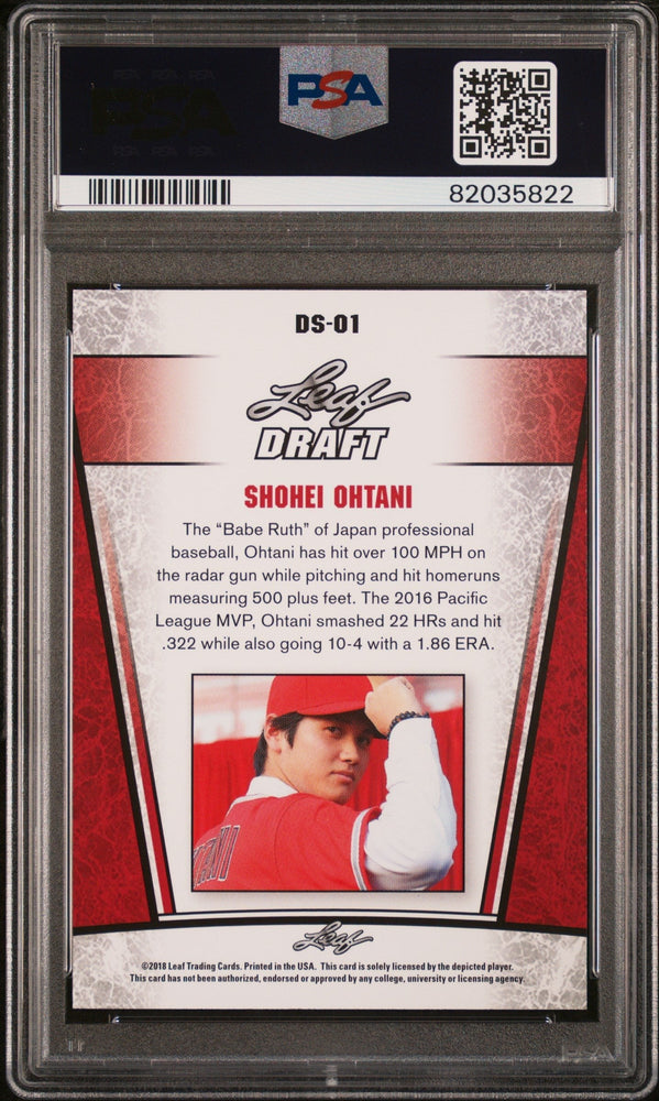 Graded 2018 Leaf Draft Shohei Ohtani #DS-01 Draft Silver Rookie RC Baseball Card PSA 10 Gem Mint