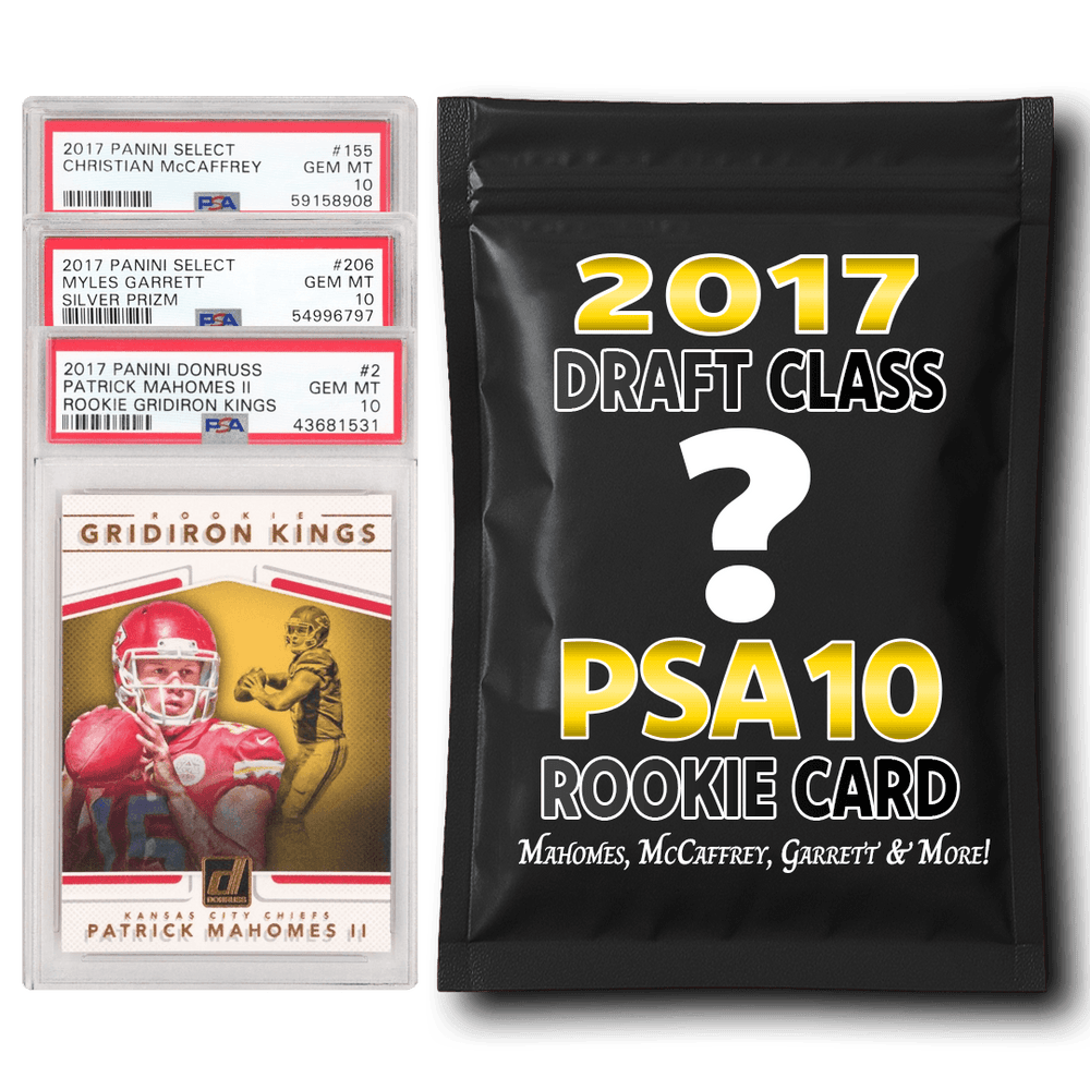 PSA 10 Graded 2017 NFL Rookie Card Mystery Pack (Mahomes, McCaffrey, Garrett, Watt & More!)
