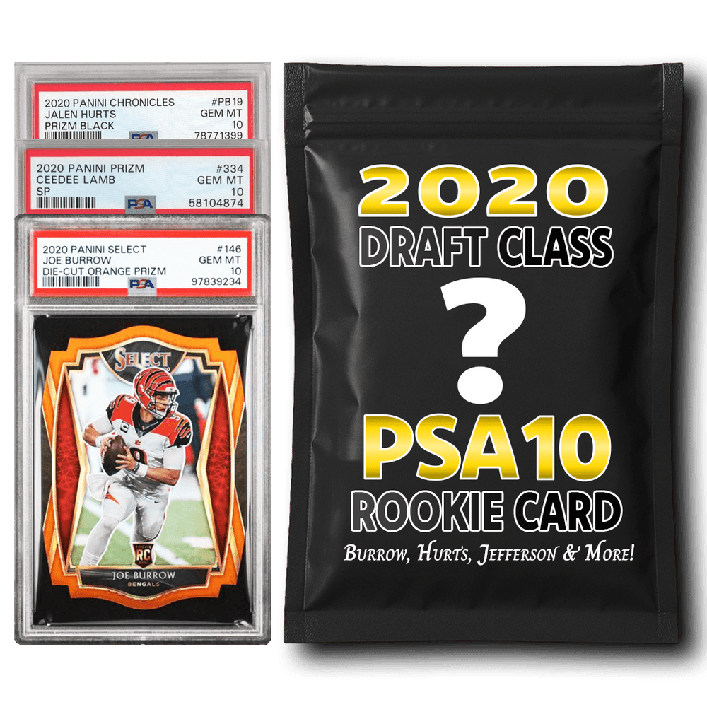 PSA 10 Graded 2020 NFL Rookie Card Mystery Pack (Burrow, Hurts, Jefferson, Lamb & More!)