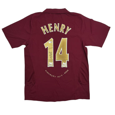 Autographed/Signed Thierry Henry Arsenal Red Soccer Jersey Beckett BAS COA