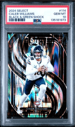 Graded 2024 Panini Select Caleb Williams #114 Black & Green Shock Rookie RC Football Card PSA 10 Gem Mint