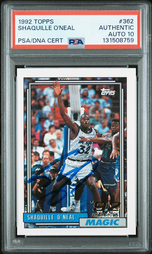 Graded 1992-93 Topps Shaquille O'Neal #362 Rookie RC Basketball Card PSA 10 Auto Grade Gem Mint