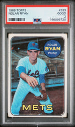 Graded 1969 Topps Nolan Ryan #533 2nd Year Baseball Card PSA 2 Good (ONLINE ORDER ONLY)