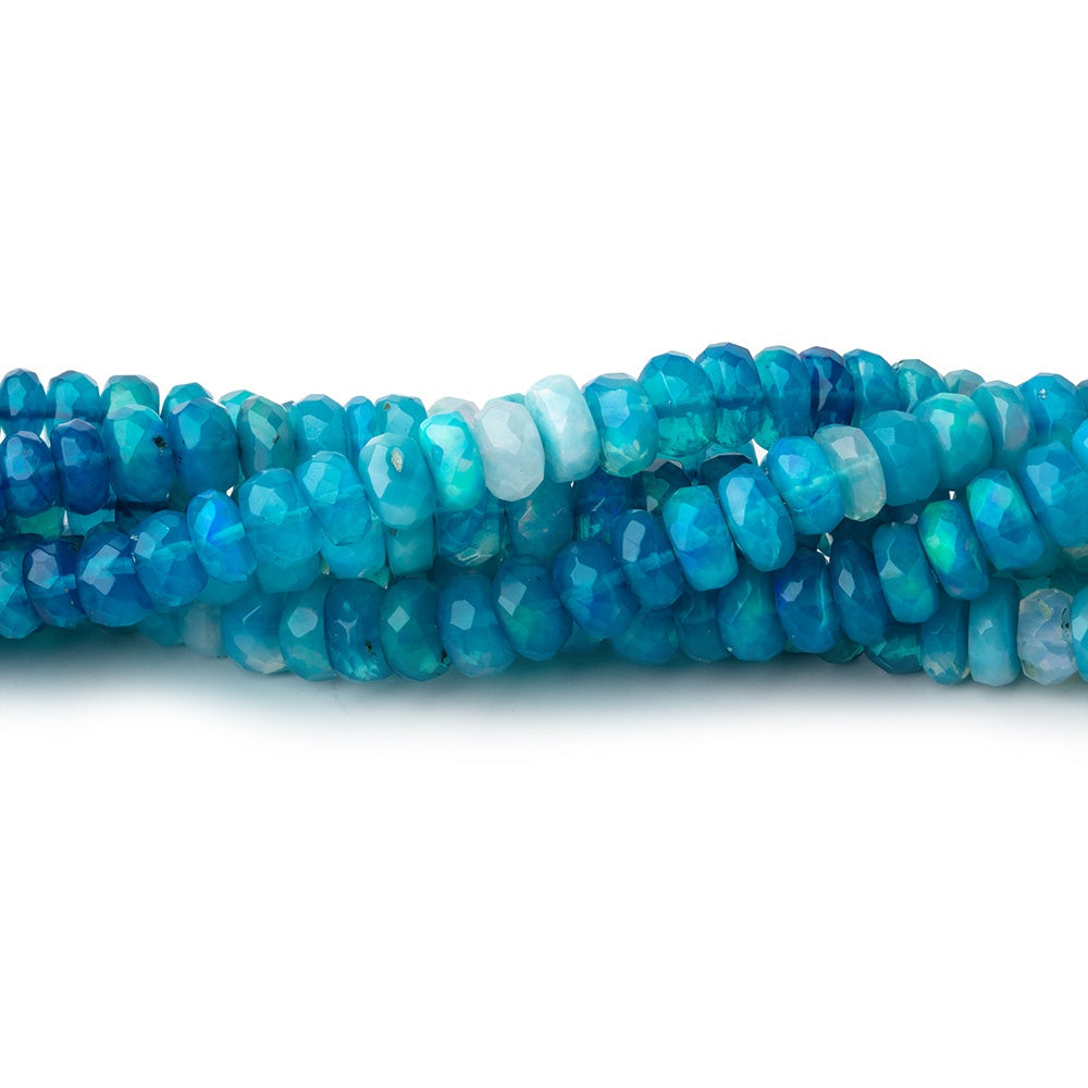 3-5mm Teal Blue Ethiopian Opal Faceted Rondelles 18 inch 190 color treated beads (ONLINE ORDER ONLY)