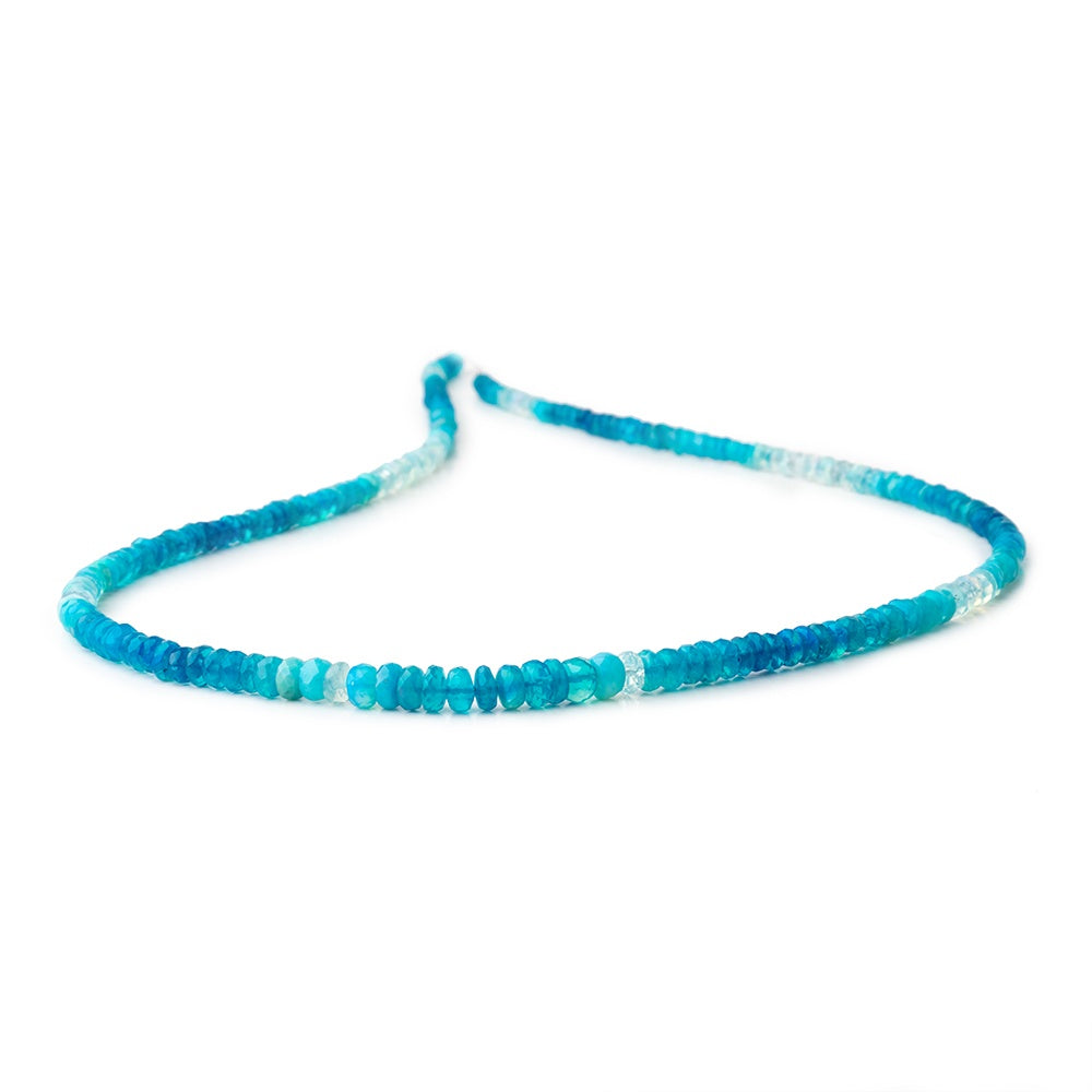 3-5mm Teal Blue Ethiopian Opal Faceted Rondelles 18 inch 190 color treated beads (ONLINE ORDER ONLY)