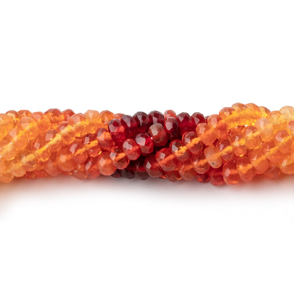 3.5mm Mexican Fire Opal Faceted Rondelles 16 inch 166 beads AAA (ONLINE ORDER ONLY)