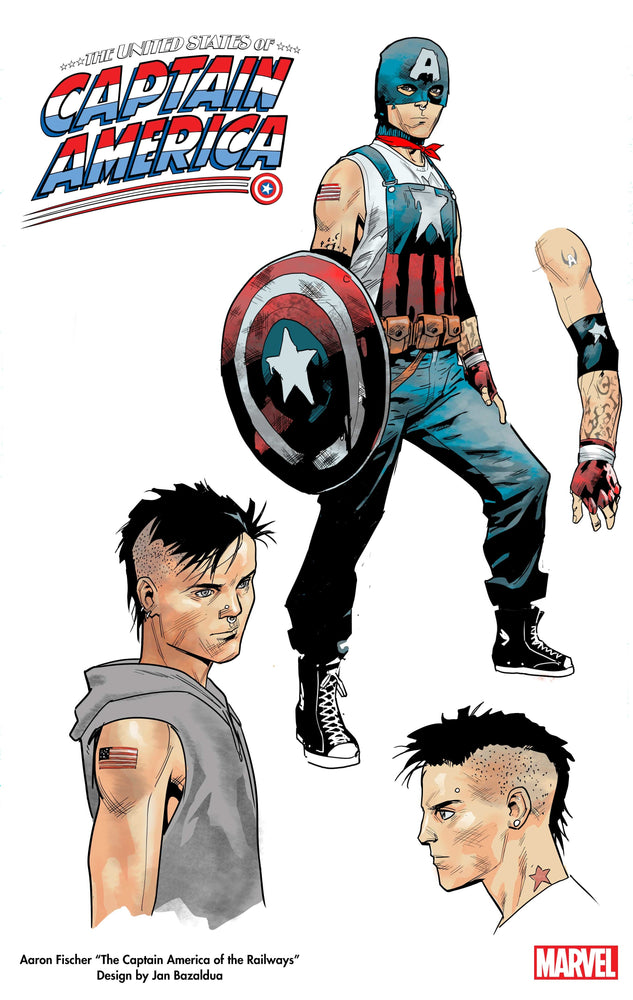 United States Captain America #1 B (Of 5) Jan Bazaldua Design Variant (06/30/2021) Marvel (ONLINE ORDER ONLY)