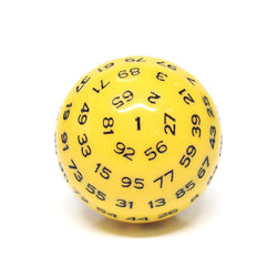 "Yellow" Single 100 Sided Polyhedral Dice (D100) | Solid Yellow Color (45mm) Black (Online Only)
