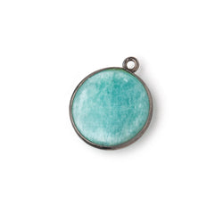 17mm Black Gold .925 Bezel Amazonite Plain Coin Pendant 1 Focal Bead (ONLINE ORDER ONLY)