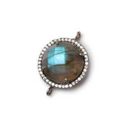 17mm Black Gold CZ Bezel Labradorite Coin Connector 1 Focal (ONLINE ORDER ONLY)