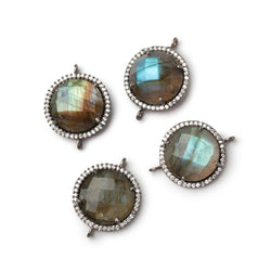 17mm Black Gold CZ Bezel Labradorite Coin Connector 1 Focal (ONLINE ORDER ONLY)