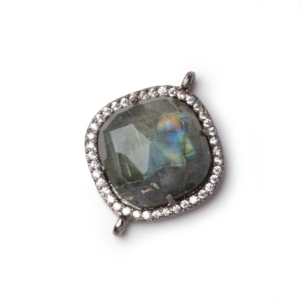 17mm Black Gold CZ Bezel Labradorite Cushion Connector 1 Focal (ONLINE ORDER ONLY)