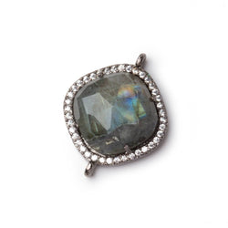 17mm Black Gold CZ Bezel Labradorite Cushion Connector 1 Focal (ONLINE ORDER ONLY)