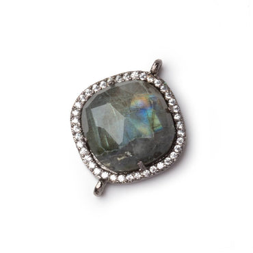 17mm Black Gold CZ Bezel Labradorite Cushion Connector 1 Focal (ONLINE ORDER ONLY)