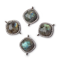 17mm Black Gold CZ Bezel Labradorite Cushion Connector 1 Focal (ONLINE ORDER ONLY)