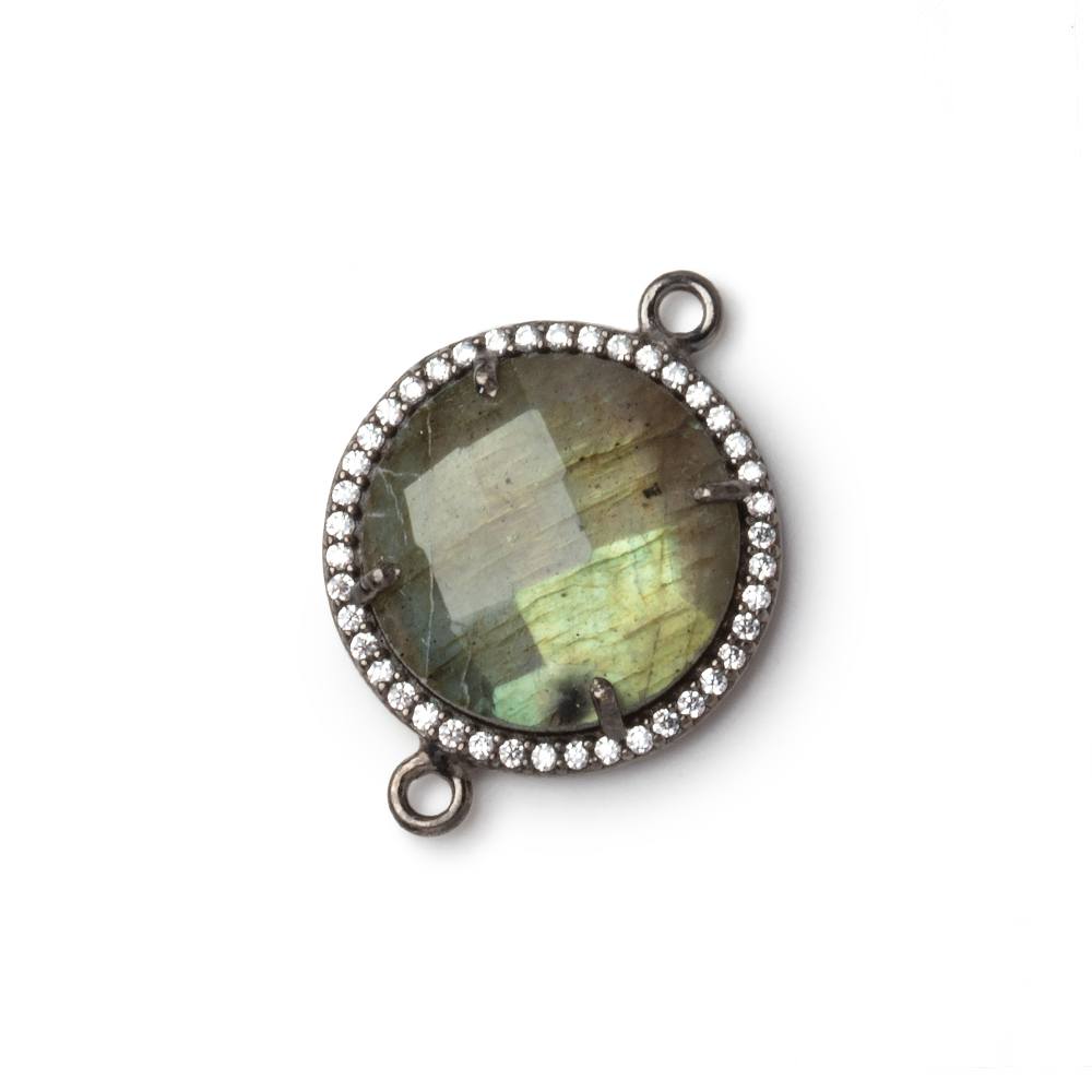 17mm Black Gold CZ Bezel Labradorite Faceted Coin Connector 1 Focal (ONLINE ORDER ONLY)