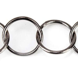 17mm Black Gold plated Plain Round Link Chain by the foot (ONLINE ORDER ONLY)